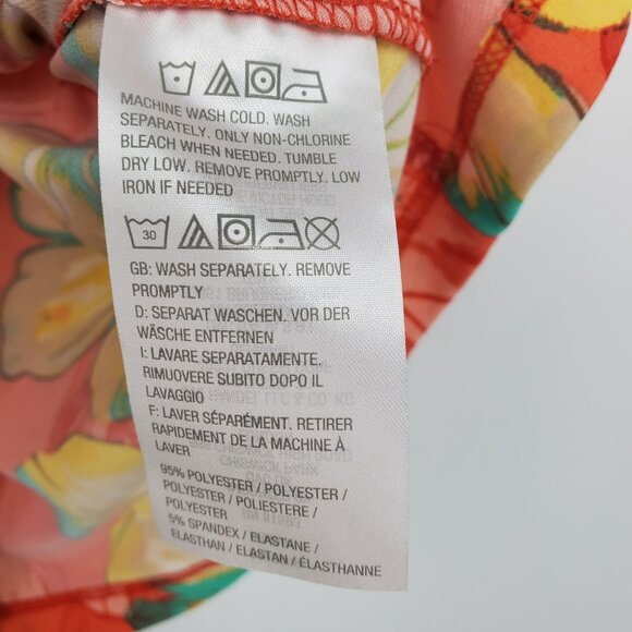 Susan Graver Asymmetrical Hem Coral Floral Flower Beachy Boho 3/4 Sleeve Shirt M - Picture 9 of 9